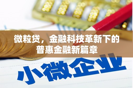 邢台微粒贷，金融科技革新下的普惠金融新篇章