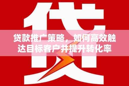 南乐贷款推广策略，如何高效触达目标客户并提升转化率