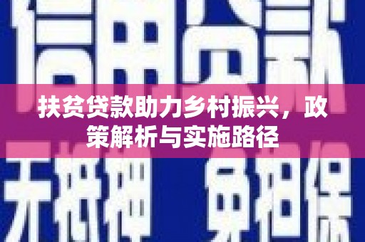 新庄扶贫贷款助力乡村振兴，政策解析与实施路径